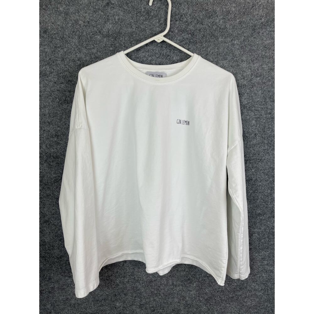 Gin‎ Lemon Shirt Women's M/L White Lon Sleeve Graphic Print on Back